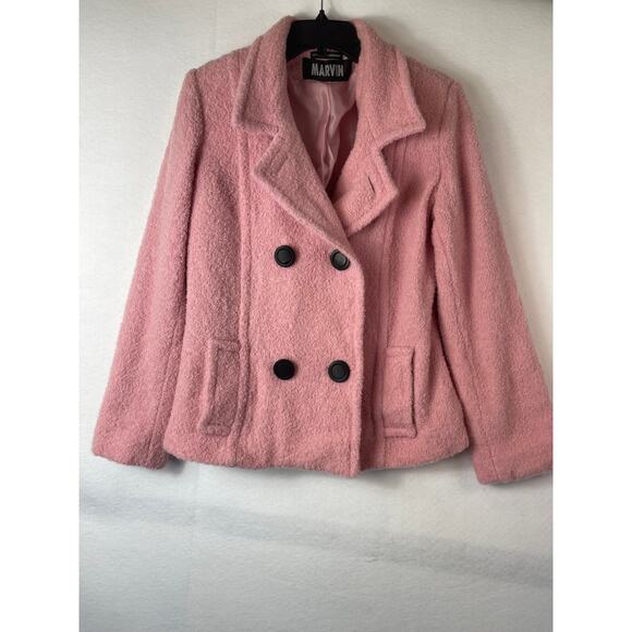 Marvin Richards Jackets & Blazers - Marvin Pink Wool Pea Coat Size L Vintage Preppy